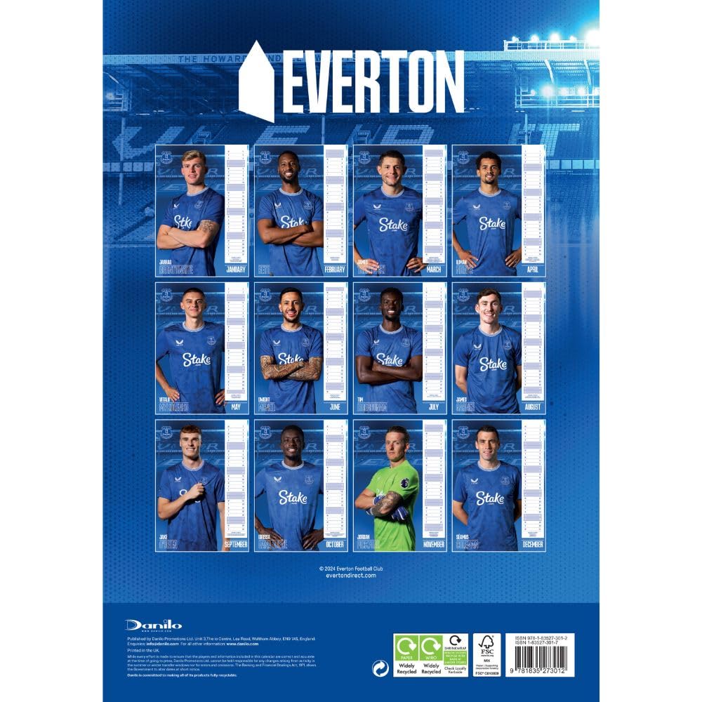 Everton Official 2025 A3 Calendar