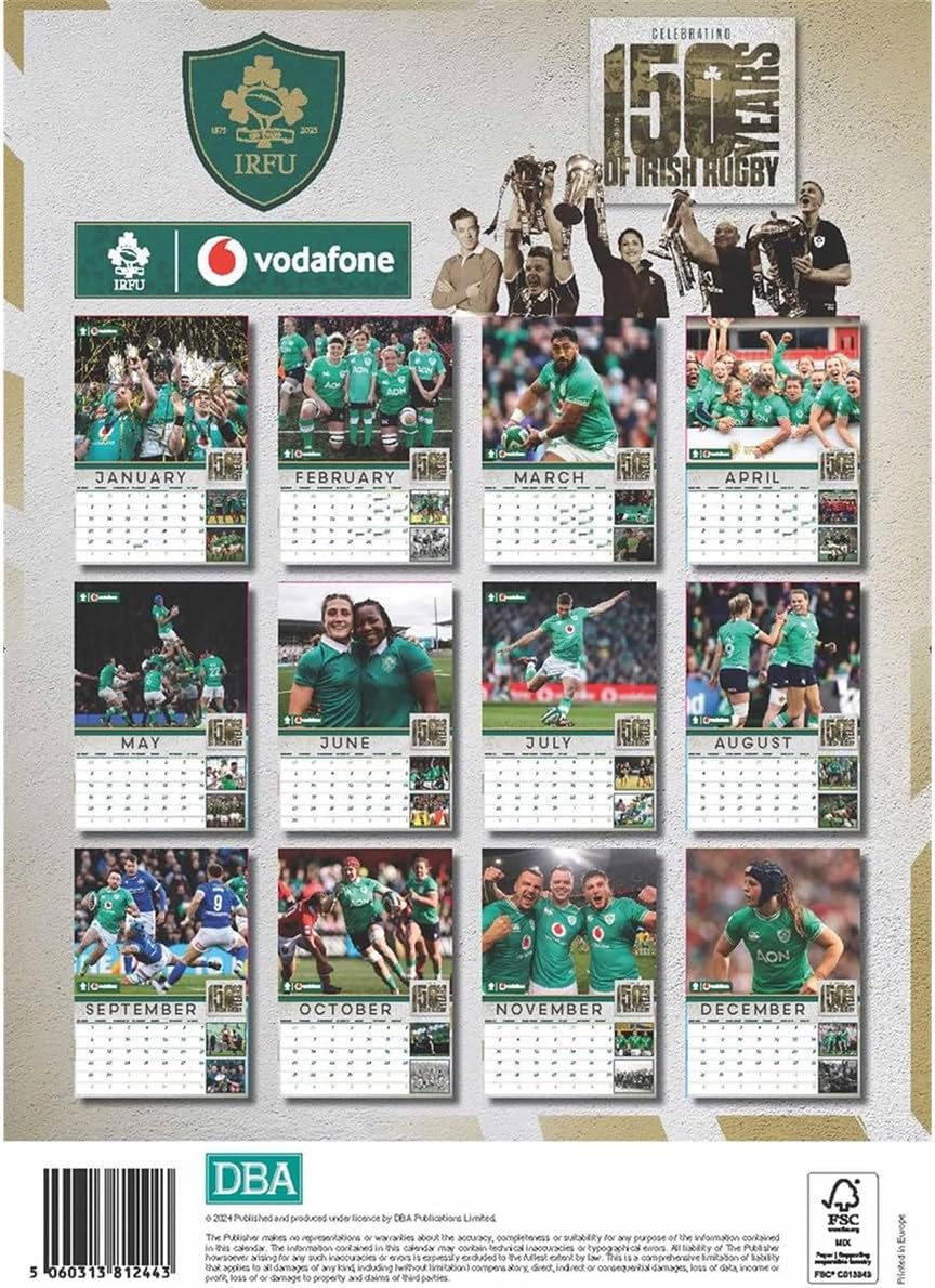 Irish Rugby Official 2025 A3 Calendar galway