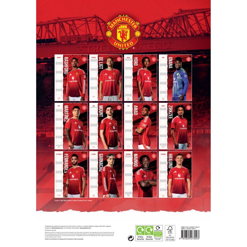 Man Utd Official 2025 A3 Calendar