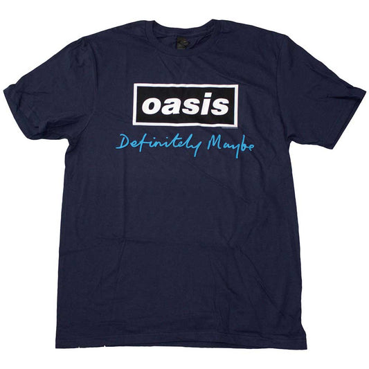 Oasis Navy Shirt Definitely Maybe Text Logo