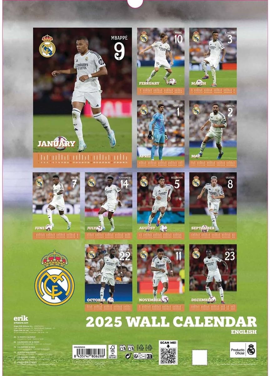 Real Madrid Official 2025 A3 Calendar