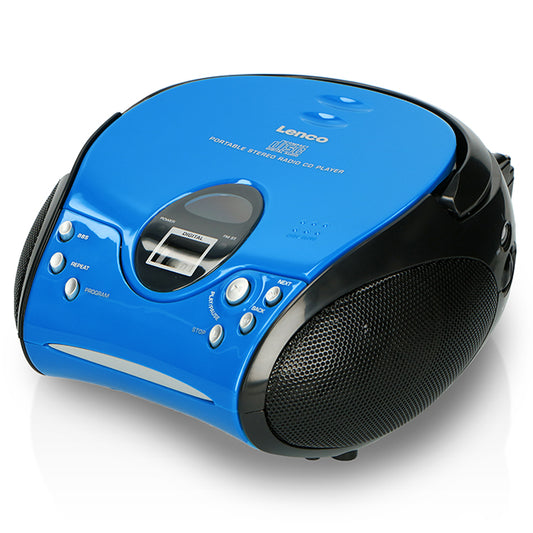 LENCO SCD-24 BLUE/BLACK - Portable Stereo FM Radio with CD player