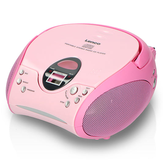 LENCO SCD-24 PINK - Portable Stereo FM Radio with CD player