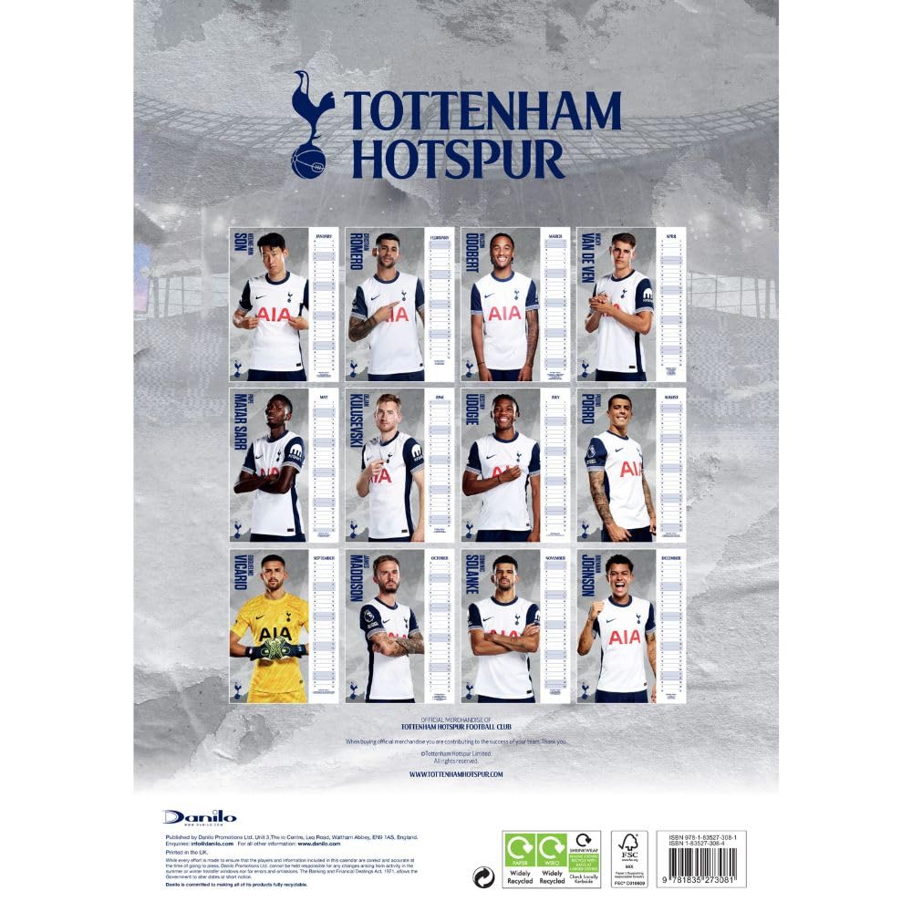 Spurs 2025 Official A3 Calendar