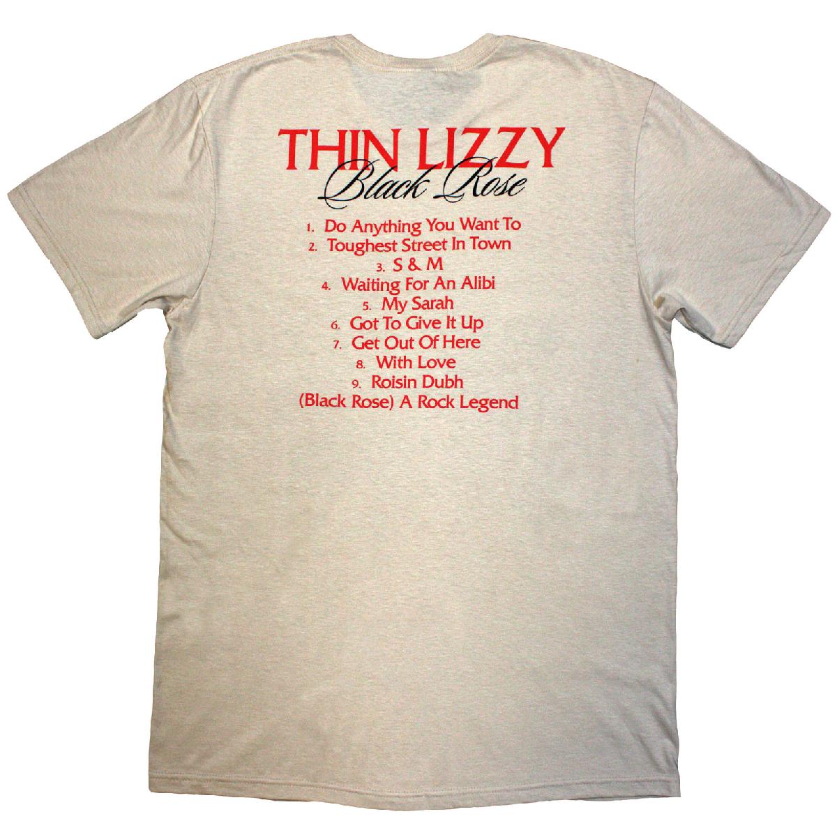 Thin Lizzy T-Shirt: Black Rose Tracklist (Back Print)