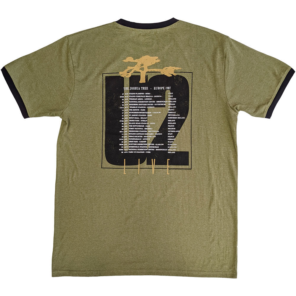 U2 Ringer T-Shirt: Joshua Tree Europe 1987 (Back Print)