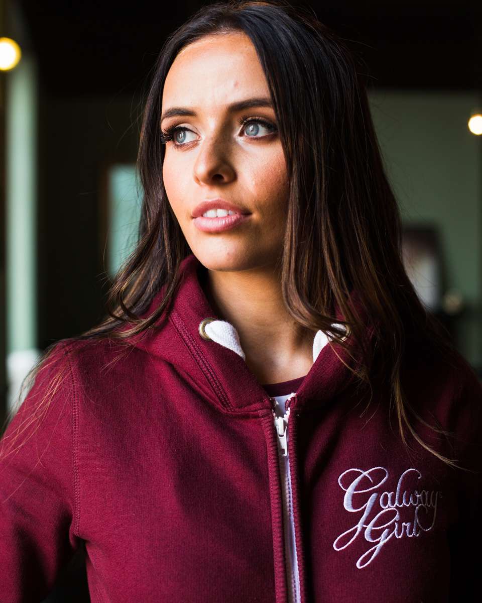 Galway Girl Zip Hoodie Maroon Zhivago Gifts